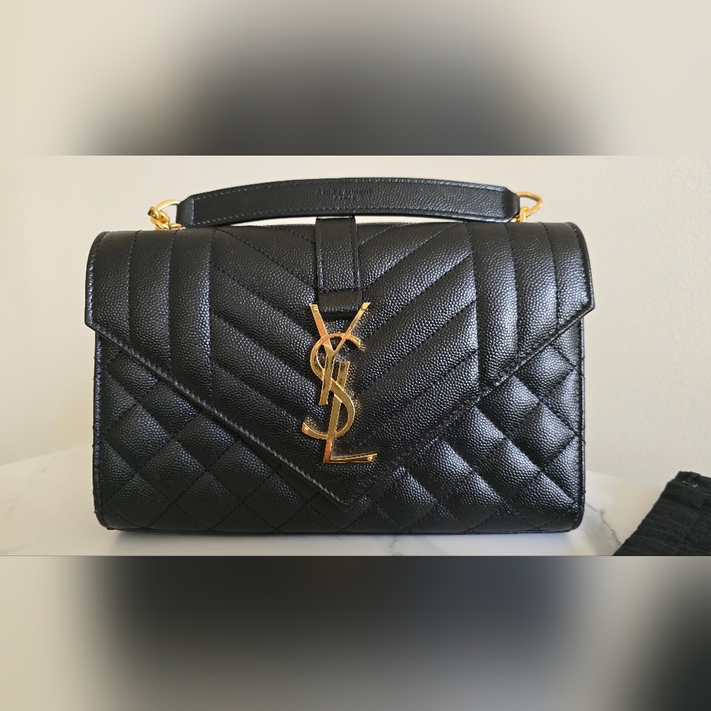 Saint Laurent Black Quilted Leather Crossbody with Gold Chain - SMALL - Picture 8 of 9